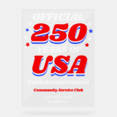 250 Jaar USA Vrijheidsviering Acryl Bord (Voorkant)