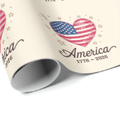 250 Jaar Vlag Hart 1776 2026 250e 4 juli Cadeaupapier (Rol Hoek)