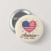 250 Jaar Vlag Hart 1776 2026 250e 4e Juli Ronde Button 5,7 Cm (Voorkant /achterkant)