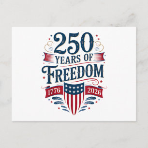250 Jaar Vrijheid 1776 2026 4 juli 250e Geboorte Briefkaart