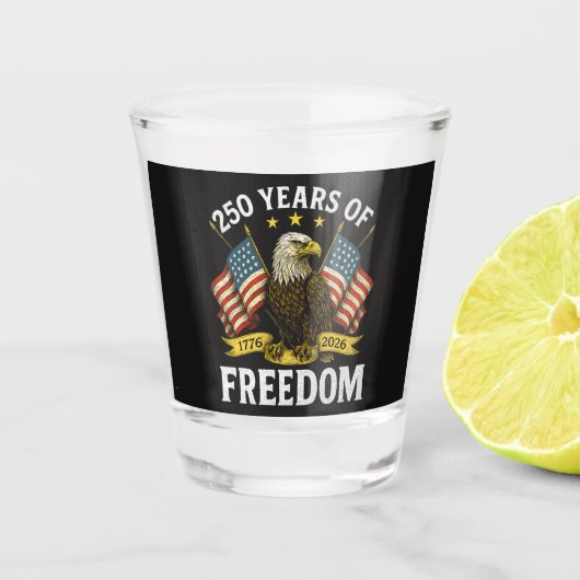 250 Jaar Vrijheid 1776 2026 Steenarend Shot Glas (Voorkant)