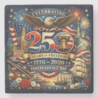 250 jaar vrijheid (1776–2026) stenen onderzetter
