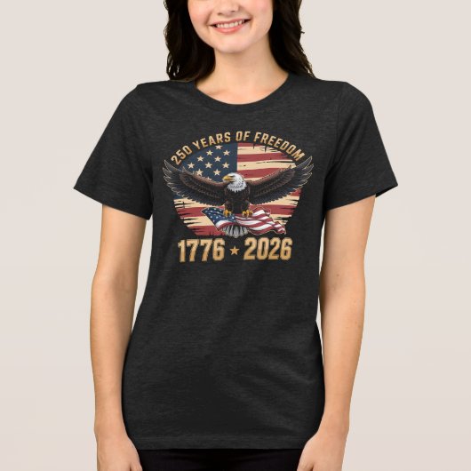 250 Jaar Vrijheid 4 juli Tri-Blend Shirt (Voorkant)