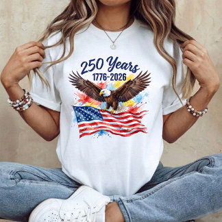250 Jaar Vrijheid Adelaar USA Vlag Waterverf T-shirt