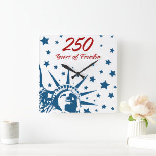 250 Jaar Vrijheid Gefeliciteerd Verjaardag USA Pat Vierkante Klok