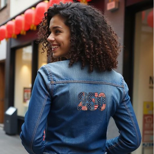250 Jaar Vrijheid Nep Patchwork Denim Jacket