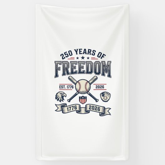 250 Jaar Vrijheid Patriottisch Honkbalontwerp_1 Spandoek (Verticaal)