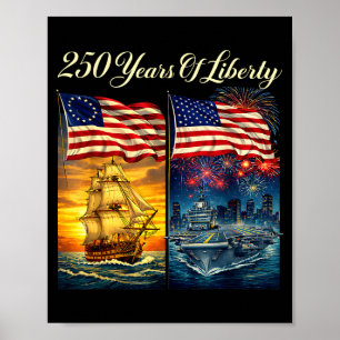 250 jaar vrijheid patriottisch schip en vliegdeksc poster