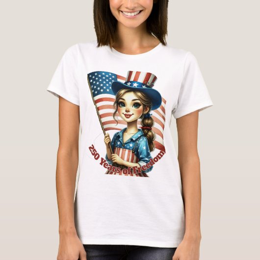 250 Jaar Vrijheid "Prettige 4e Juli" T-shirt (Voorkant)