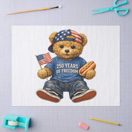 250 Jaar Vrijheid Teddybeer Tissuepapier (Craft)