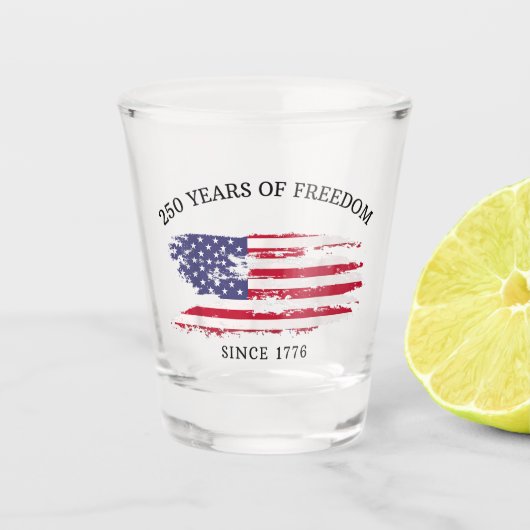 250 Jaar Vrijheid Vervaaide Amerikaanse Vlag Shot Glas (Voorkant)