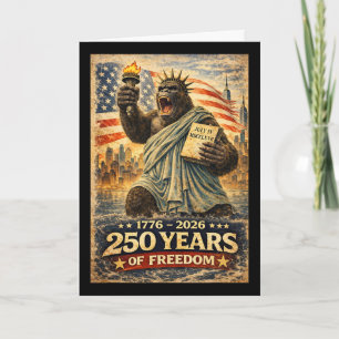 250 Jaar Vrijheid Vintage Kaiju Monster 4 juli Kaart