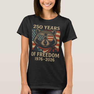 250 jaar vrijheid wasbeer VS vlag zonnebril T-shirt