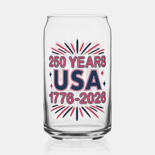 250 Jaar VS | 1776–2026 Semiquincentennial Blikvorm Glas (Voorkant)