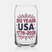 250 Jaar VS | 1776–2026 Semiquincentennial Blikvorm Glas (Achterkant)
