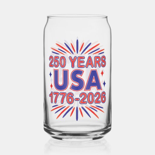 250 Jaar VS | 1776–2026 Semiquincentennial Blikvorm Glas (Voorkant)