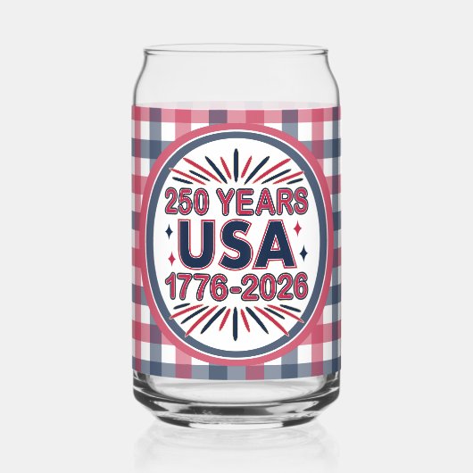 250 Jaar VS | 1776–2026 Semiquincentennial Blikvorm Glas (Voorkant)