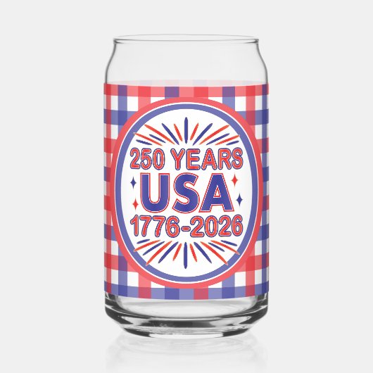 250 Jaar VS | 1776–2026 Semiquincentennial Blikvorm Glas (Voorkant)
