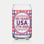 250 Jaar VS | 1776–2026 Semiquincentennial Blikvorm Glas (Achterkant)