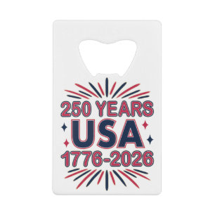 250 jaar VS 1776–2026 Semiquincentennial Creditkaart Flessenopener