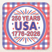 250 Jaar VS | 1776–2026 Semiquincentennial Kartonnen Onderzetters (Voorkant)