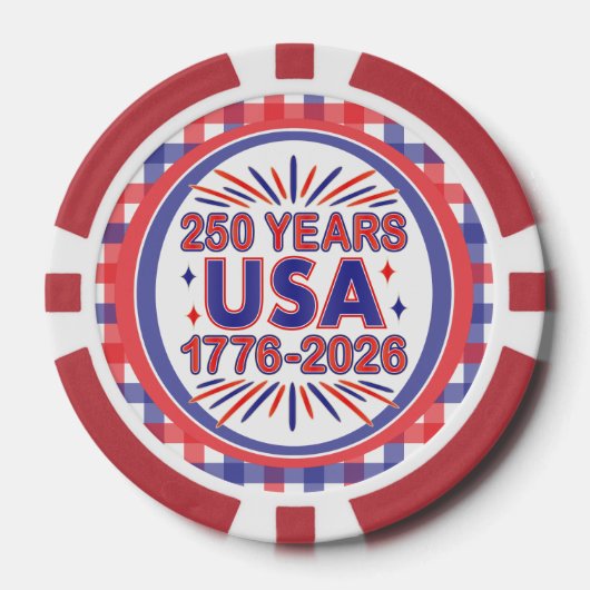 250 Jaar VS | 1776–2026 Semiquincentennial Poker Chips (Voorkant)