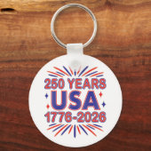 250 Jaar VS | 1776–2026 Semiquincentennial Sleutelhanger (Voorkant)