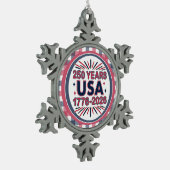 250 Jaar VS | 1776–2026 Semiquincentennial Tin Sneeuwvlok Ornament (Links)