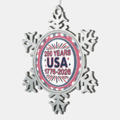 250 Jaar VS | 1776–2026 Semiquincentennial Tin Sneeuwvlok Ornament (Rechts)