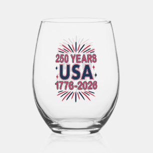 250 Jaar VS 1776–2026 Semiquincentennial Wijnglas Zonder Voet
