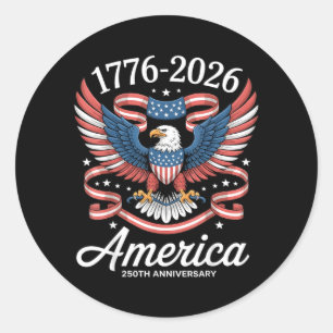 250-jarig jubileum USA Patriottische Adelaar 250e  Ronde Sticker