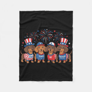 250-jarig jubileum Usa T-shirt Hond Dachshund 4 ju Fleece Deken