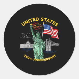 250-jarig jubileum usa vlag amerika 250e 4 juli ronde sticker