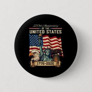 250-jarig Jubileum Vlag van de VS Patriottische 4e Ronde Button 5,7 Cm