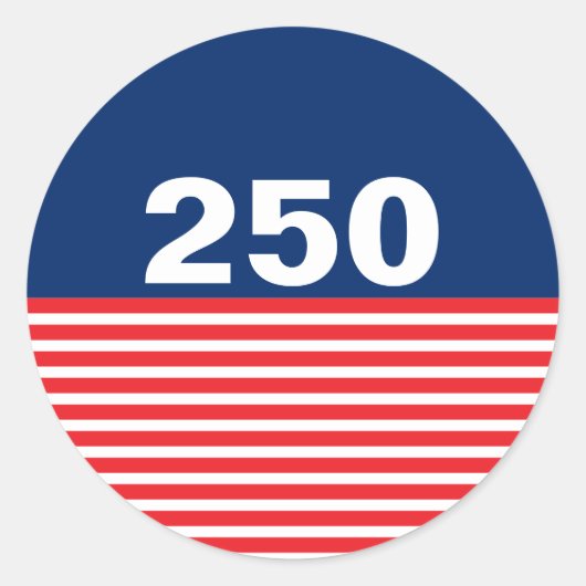 250 Red White and Blue USA Anniversary Ronde Sticker (Voorkant)