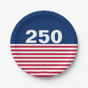 250 Rood Wit en Blauw USA Jubileum Papieren Bordje