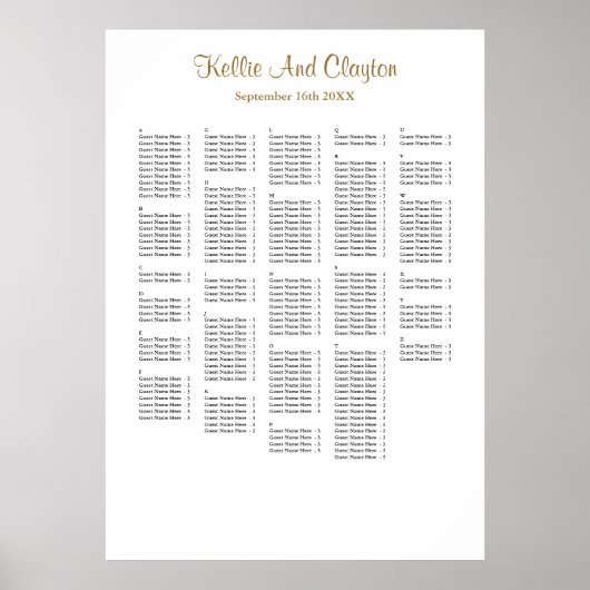 250+ Simple Wedding Seating Chart Poster (Voorkant)