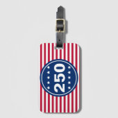 250 Stars and Stripes Red White and Blue Patriotic Bagagelabel (Voorkant (verticaal))