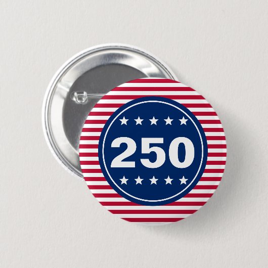 250 Stars and Stripes Red White and Blue Patriotic Ronde Button 5,7 Cm (Voorkant /achterkant)