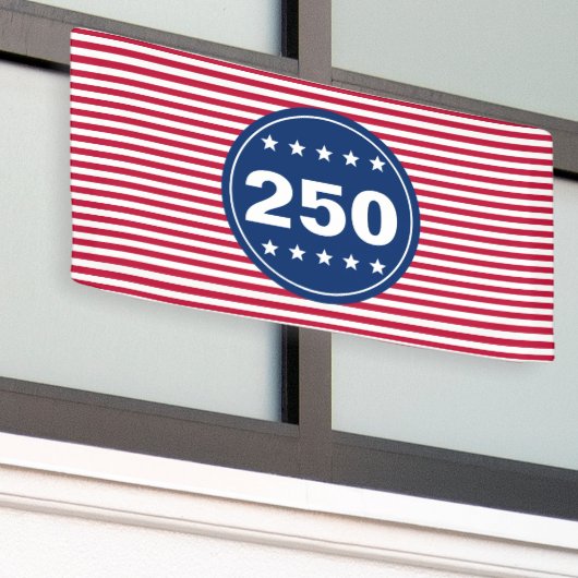 250 Stars and Stripes Red White and Blue Patriotic Spandoek (Buitenkant Gebouw)