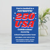 250 USA Celebration Editable Patriotic Invite Kaart (Staand voorkant)
