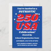 250 USA Viering Bewerkbare Patriottische Uitnodigi Kaart (Voorkant)
