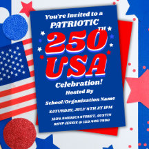 250 USA Viering Bewerkbare Patriottische Uitnodigi