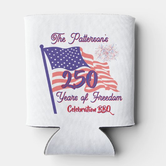 250 Vierde Juli Patriottische BBQ Script Blikjeskoeler (Achterkant)