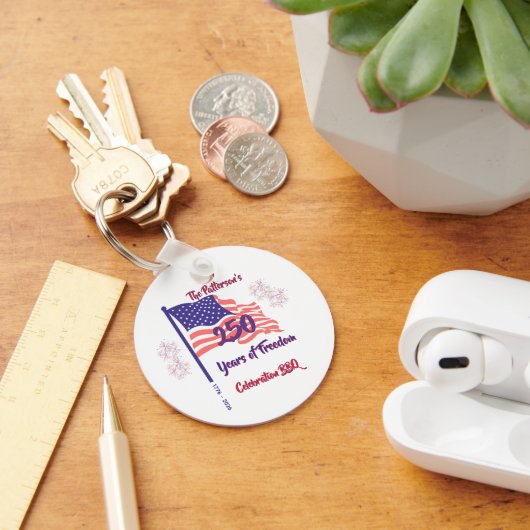 250 Vierde Juli Patriottische BBQ Script Sleutelhanger (Bureau)