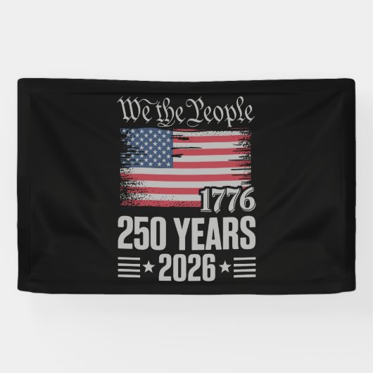 250 Years 1776 2026 250th Birthday 4th Of July Spandoek (Horizontaal)