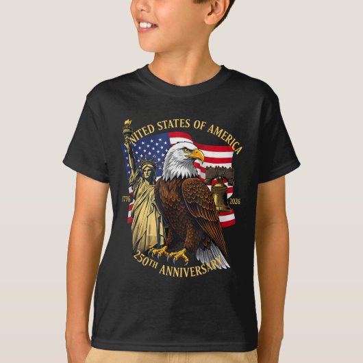 250 Years 1776-2026 250th Birthday Eagle Liberty B T-shirt (Voorkant)