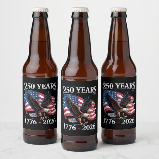 250 Years 4th Of July Eagle USA Flag 1776 2026 Bier Etiket (Flessen)