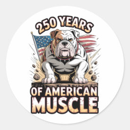 250 Years of American Muscle Bulldog Ronde Sticker