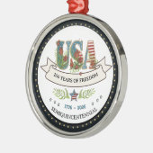 250 Years of Freedom Botanical USA Silver Metalen Ornament (Links)